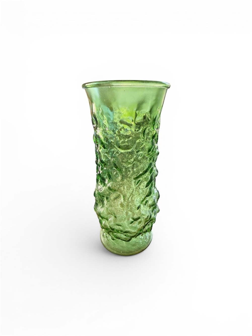 Vintage E.O. Brody Co. Green Crinkle Glass Vase MCM Cleveland Ohio